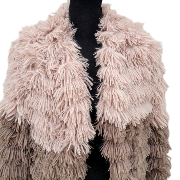 Sage Colorblocked Fringe Faux-Fur Multi-Color Coat Women's. Size XS. NWT… - Picture 7 of 14